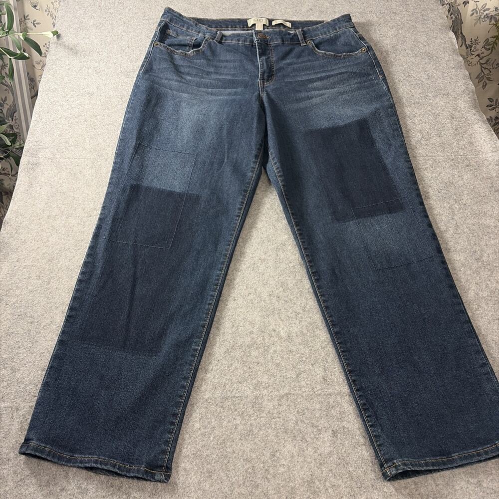 LOGO by Lori Goldstein Regular Shadow Patch Boyfriend Jeans Size 16 Washed Blue